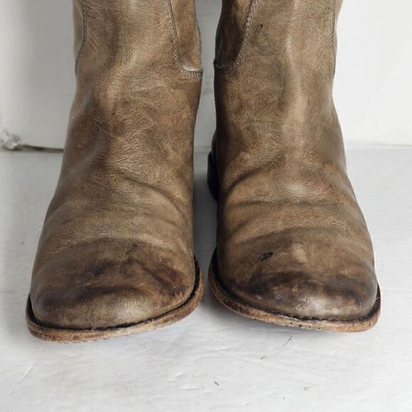Frye Women's Paige US6,5BDistressed Leather Taupe Tall Equestrian Riding Boots - Picture 4 of 12